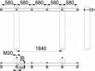 SH176.1R Траверса двухцепная концевая 20 кВ, 580/680, на 2 стойки